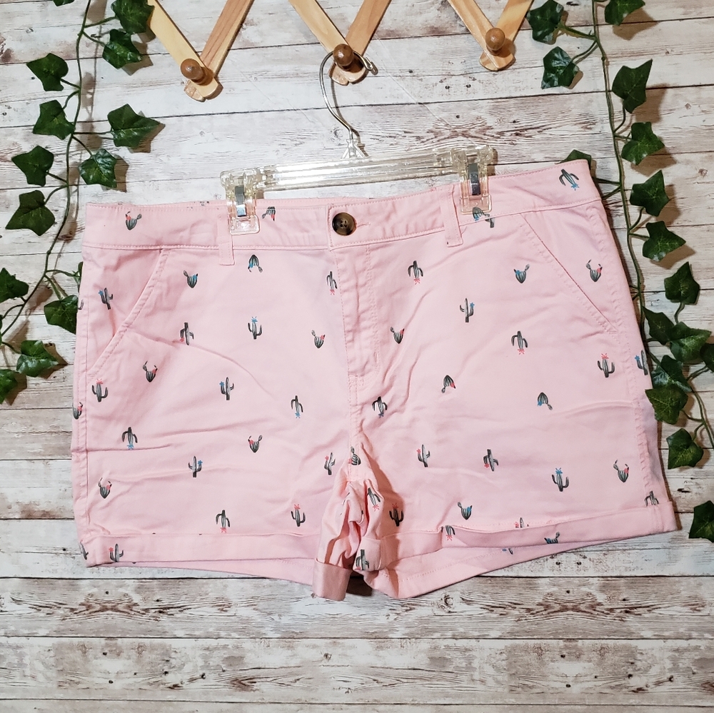 SO Brand Cactus Print Pink Jean Shorts New NWT Womens Plus Summer